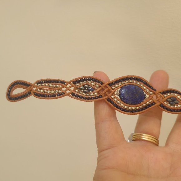 Leather & Lapis bracelet - Picture 3 of 4